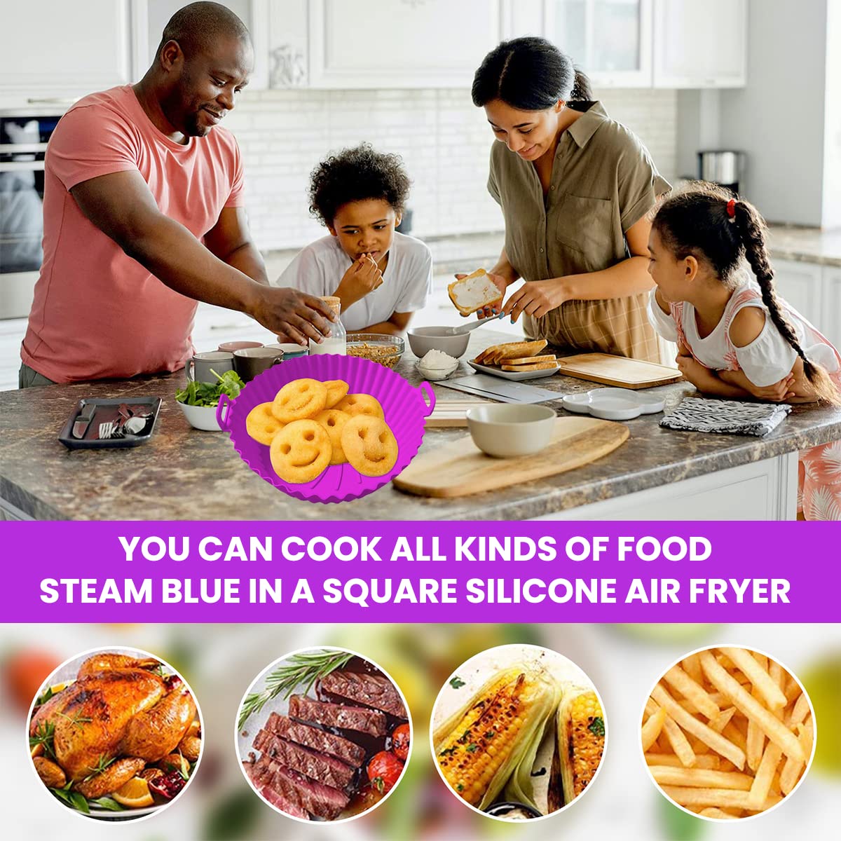 HASTHIP Air Fryer Silicone Liners, 7.9inch Air Fryer Silicone Baking Tray, Non-Stick Silicone Pot Liner, Air Fryer Accessories, Reusable Airfryer Basket Liners, Bottom 2mm Thickness, 1Pcs (Purple) HASTHIP Air Fryer Silicone Liners, 7.9inch Air Fryer Silicone Baking Tray, Non-Stick Silicone Pot Liner, Air Fryer Accessories, Reusable Airfryer Basket Liners, Bottom 2mm Thickness, 1Pcs (Purple)